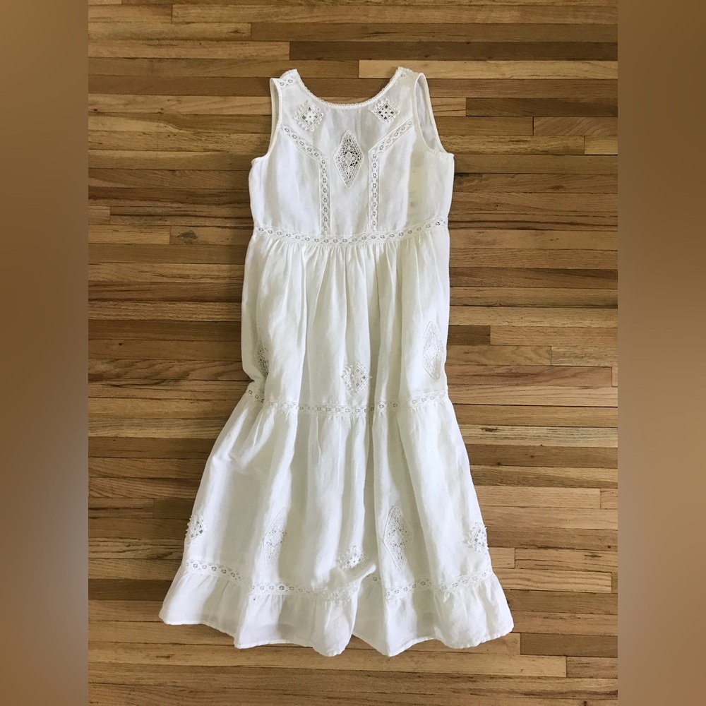 COPY - Sezane zarri dress white eyelet lace midi sleeveless
